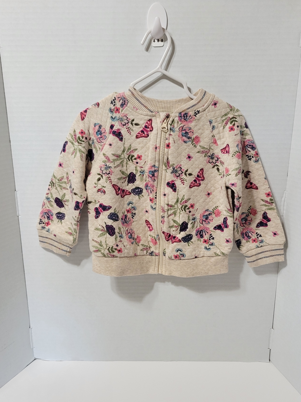 Wonder Nation Toddler Girl Floral Butterfly Zip Jacket – Size 24M
